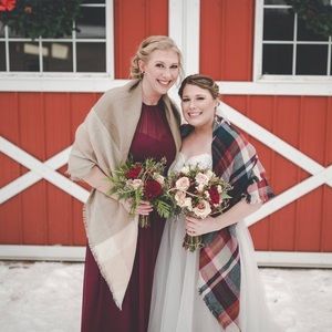 Burgundy Halter Top Bridesmaid Dress, Size 18